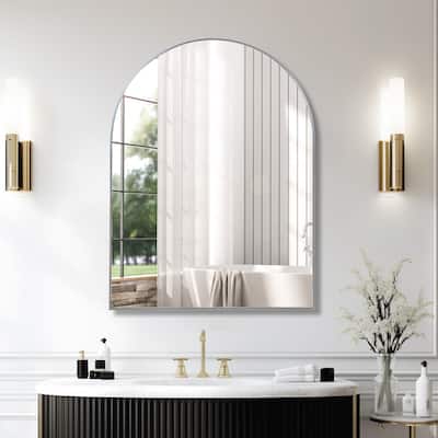 30x40 Inch Metal Framed Arched Bathrrom Mirror for Wall