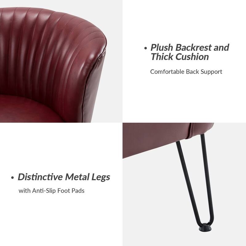 Donia Modern Faux Leather Armless Wingback Side Chair with Metal Legs Set of 2 by HULALA HOME
