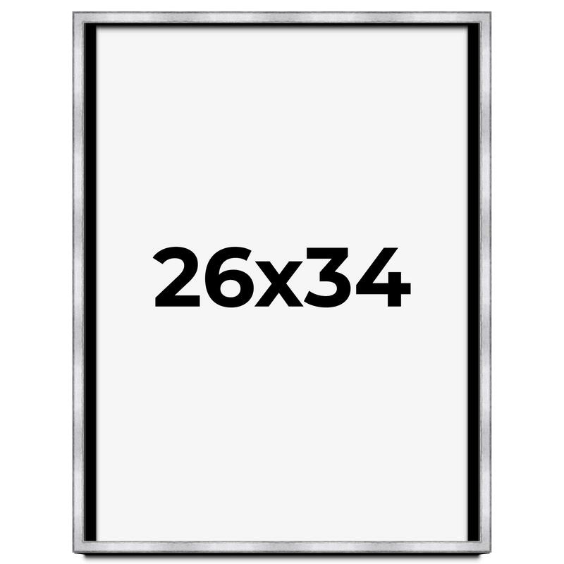 26x34 Shadow Box Frame Silver | 1.375 Inches Deep Real Wood