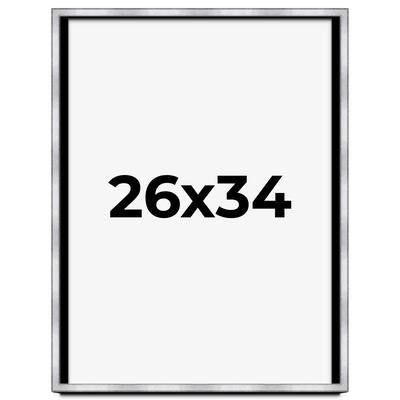 26x34 Shadow Box Frame Silver | 1.375 Inches Deep Real Wood