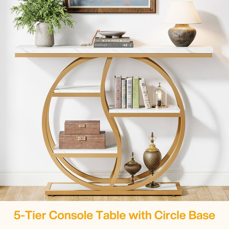 Industrial 5-Tier Console Sofa Table with Storage for Small Spaces