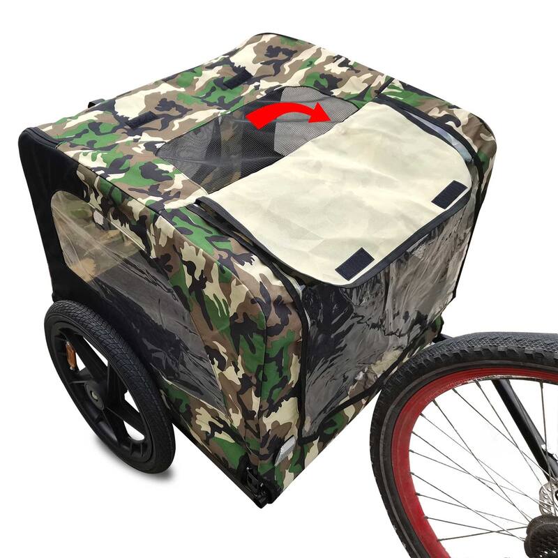 Foldable Dog Bike Trailer with Steel Frame, 16-Inch Wheels, and 88lb Capacity