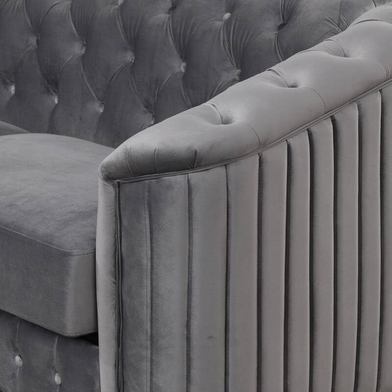 41.5" Velvet Upholstered Single Sofa Chair, Gray