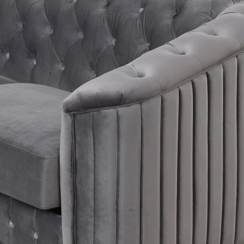 Velvet Sofa Chair with Tufted Back
