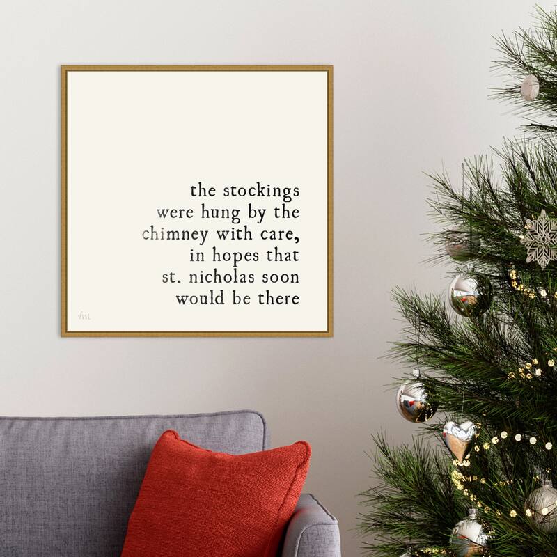 Simple Christmas II Cream by Laura Marshall Framed Canvas Wall Art