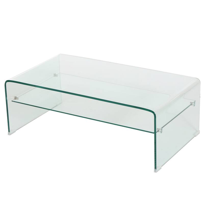 COFFEE table 12MM TEMPERED BENT GLASS ,8MM SHELF GLASS