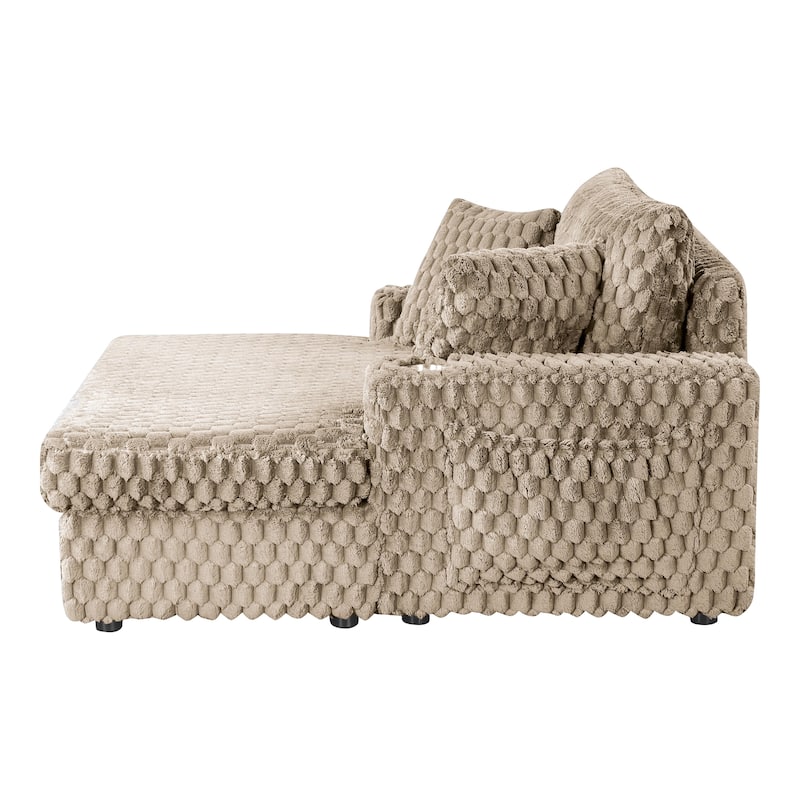 Furniture of America Lanturn Modern Soft Upholstered 2-Arm Oversized Chaise