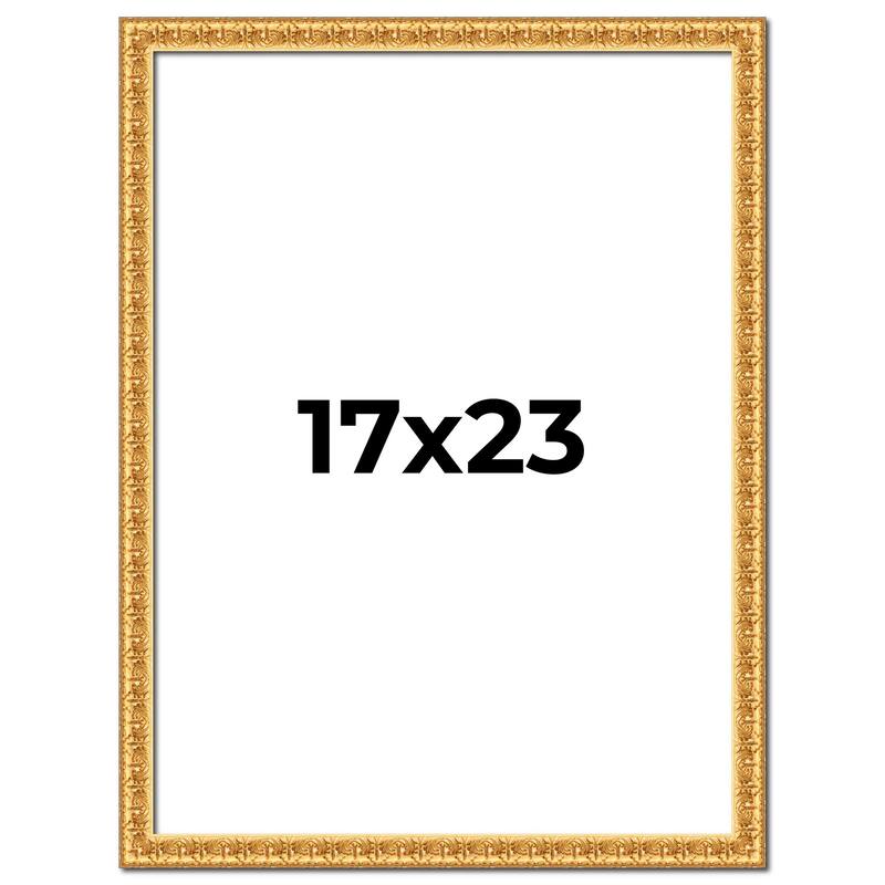 17x23 Frame Gold Real Wood Picture Frame Width 1 inches | Interior