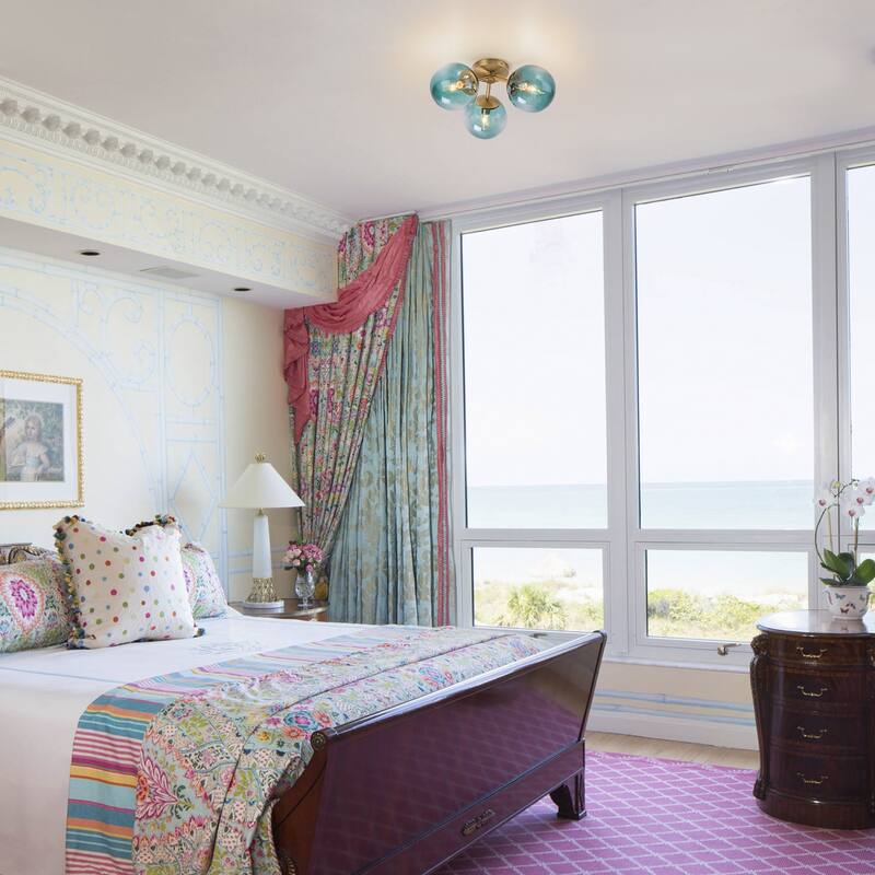 Modern 3-Light Semi Flush Mount With Opal Glass Shade