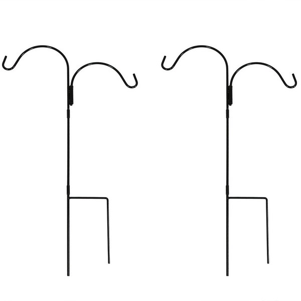 Sunnydaze Double Shepherd Hooks - Size Options Available - Black