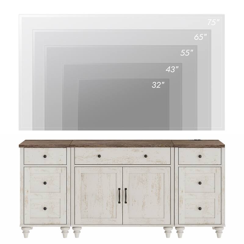Farmhouse TV Stand with Doors and Drawer﻿