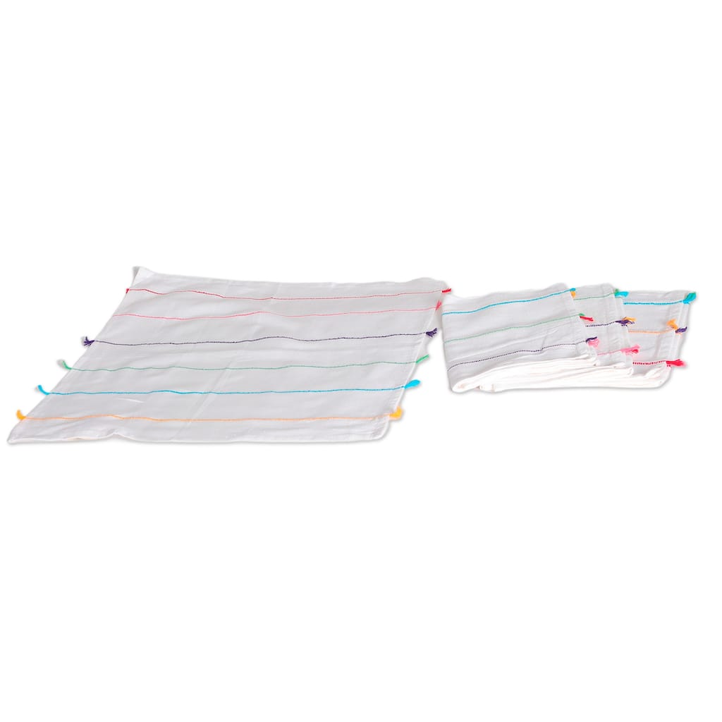 Novica Handmade Rainbow Meals Cotton Napkins (Set Of 4)