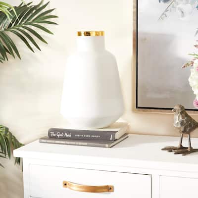 White or Blue Glass Vase with Gold Rim