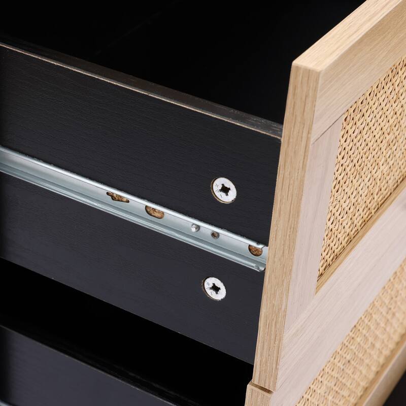 5 Drawer Rattan Dresser - Black/Natural