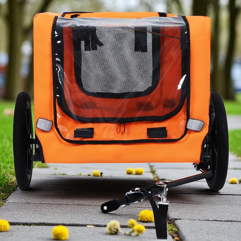 Heavy Duty Foldable Pet Bike Trailer - Dog & Cargo Carrier with 16-Inch All-Terrain Wheels and Universal Hitch