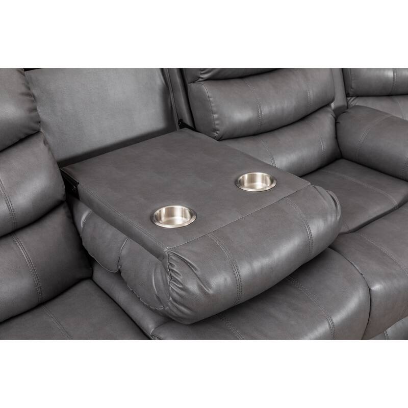 Donivi LED Faux Leather Reclining Sectional With Speakers