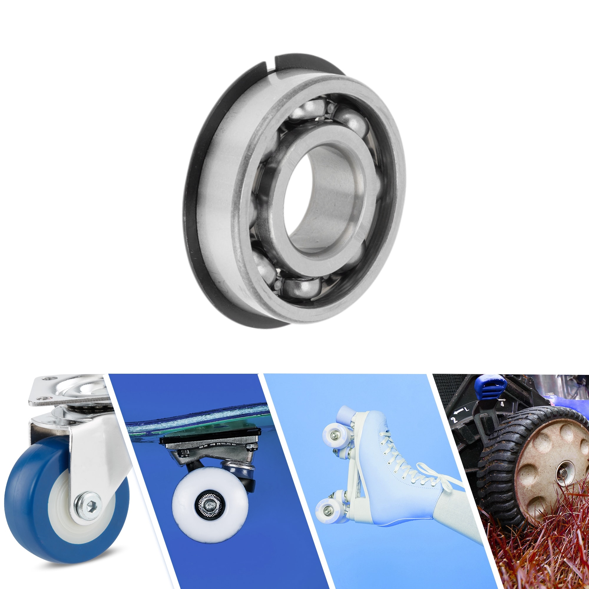Deep Groove Ball Bearings P5 Open Type Lubricated Bearings 1Pc Car Scooter Skateboard Wheel Universal Silver Tone - Silver Tone