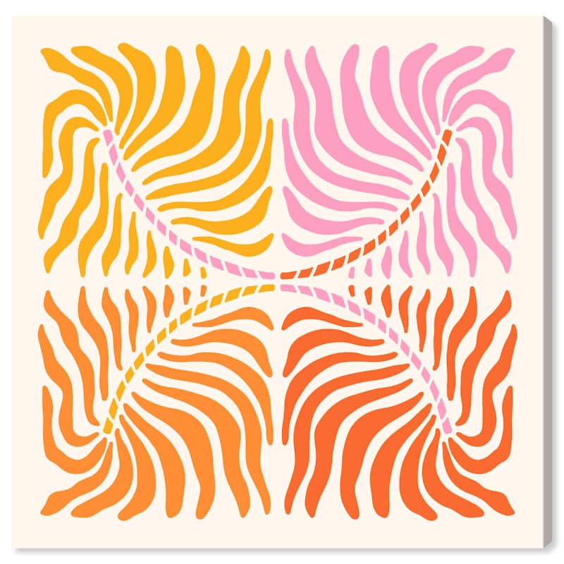 Wynwood Studio Canvas Floral and Botanical Happy Colors Plants Orange and Pink Modern & Contemporary Wall Art Canvas Print - 30 x 30