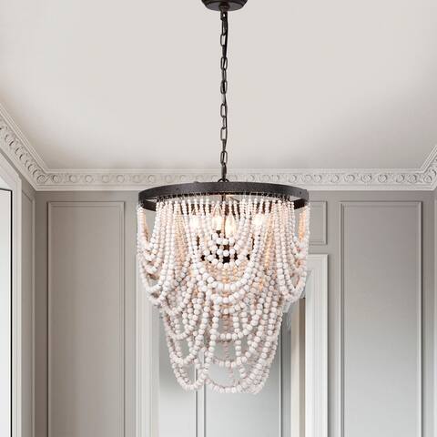 Siona18 Inch Bohemian Style Antique Finish Pendant Chandelier 4-Light