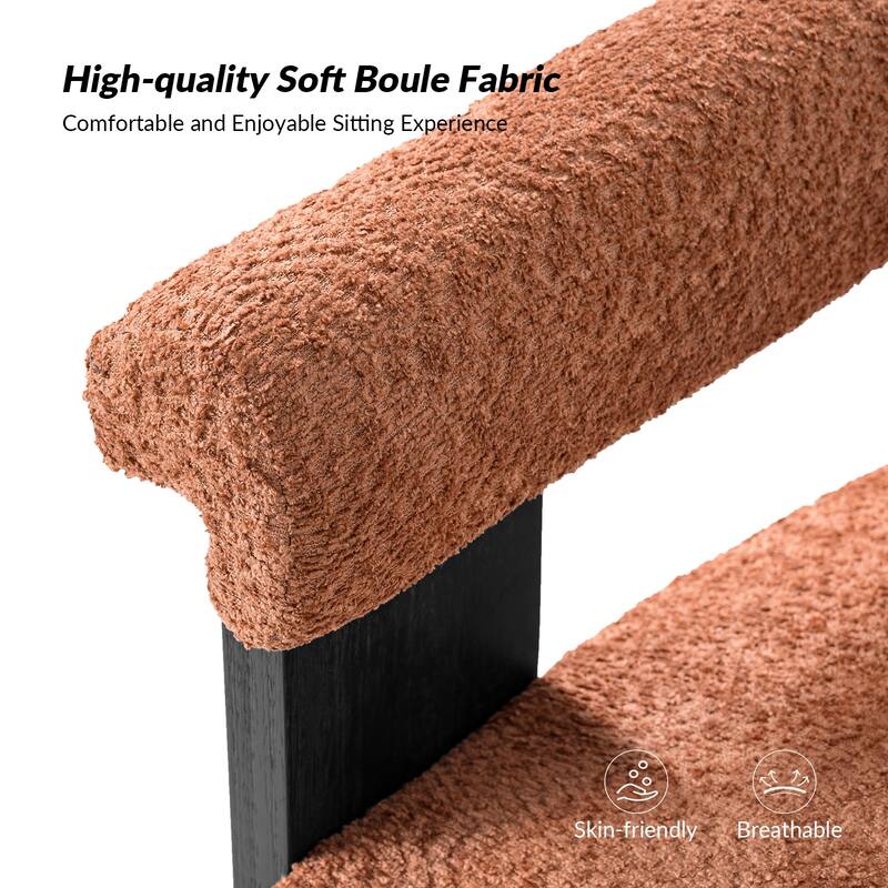 Georg Modern Boucle Dining Chair with Solid Wood Legs Set of 6 by HULALA HOME