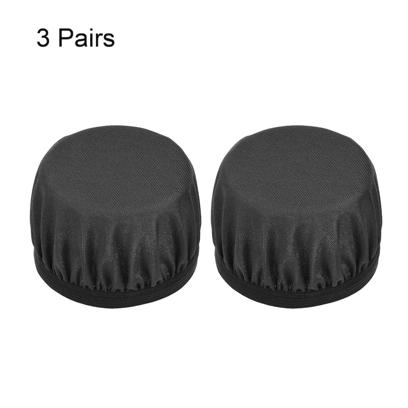 3 Pairs Black Fabric Headphone Covers, Fits 3.54"-4.33" Earphones