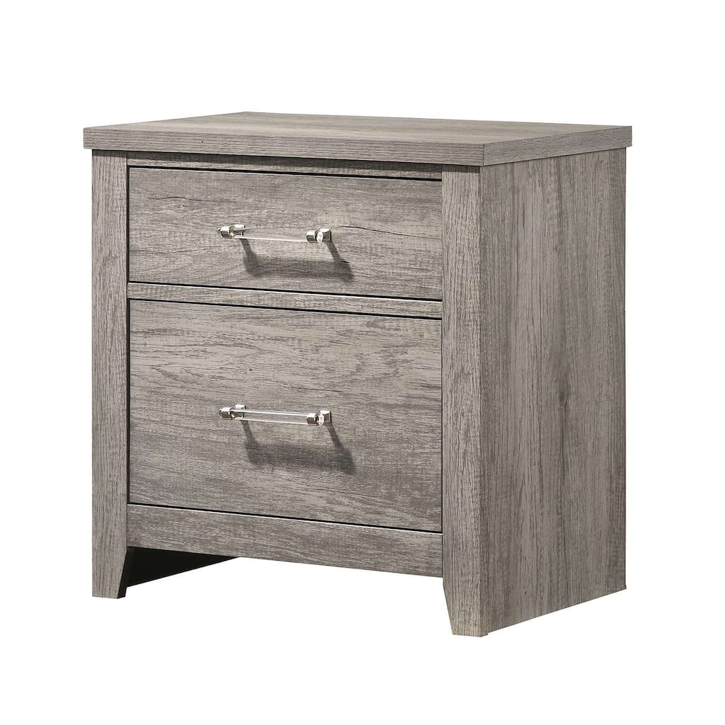 Contemporary Light Gray Nightstand with 2 Spacious Drawers