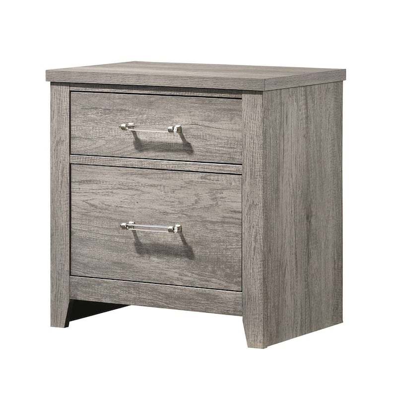Contemporary Light Gray Nightstand with 2 Spacious Drawers - Grey - 2-drawer