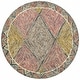 preview thumbnail 9 of 21, Alexander Home Kaleidoscope Diamond Hand-Hooked Wool Rug 3'0" x 3'0" Round - TURQUOISE / FIESTA