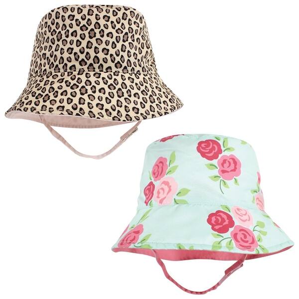 slide 1 of 1, Hudson Baby Infant Girl Sun Protection Hat, Mint Floral Leopard Mint Floral Leopard - 0-12 Months