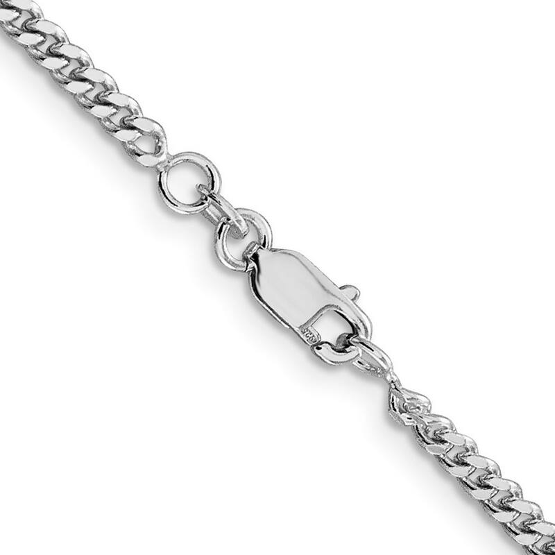Curata 925 Sterling Silver Rhodium 3mm Curb Chain Necklace Options: 16 18 20 22 24 26 28 30 36