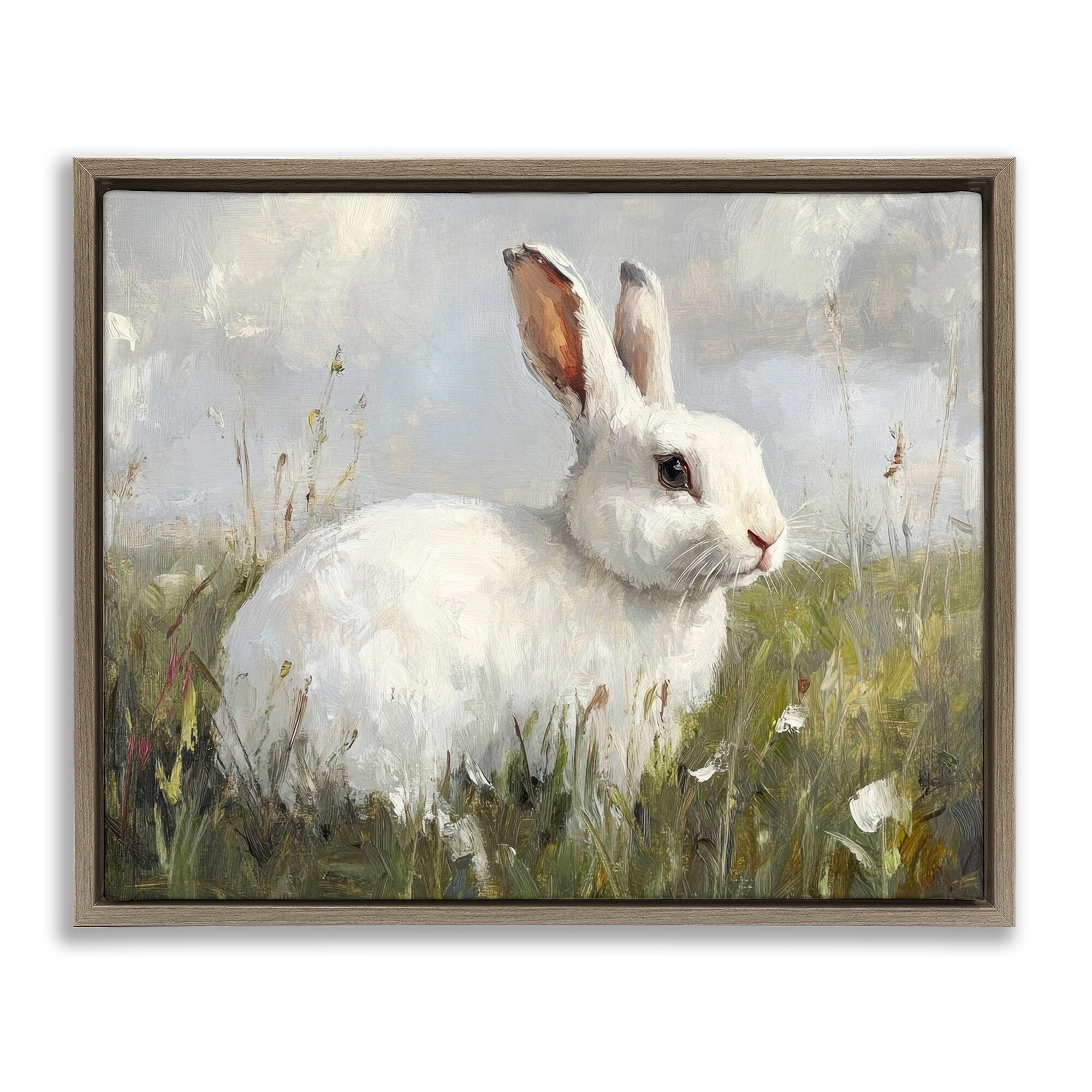Stupell Wild Bunny Portrait Framed Floater Canvas Wall Art Design By Petal Prints Design