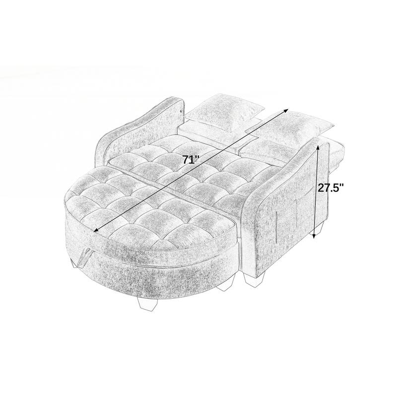 Sofa Comes with Two Small Throw Pillows, Suitable for Living Room and Bedroom