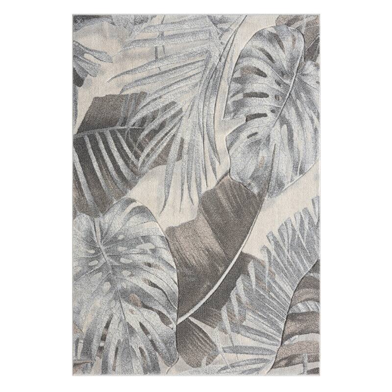 Fresco Collection Dark Grey/Light Grey Abstract Area Rug - 2'4" X 3'3"