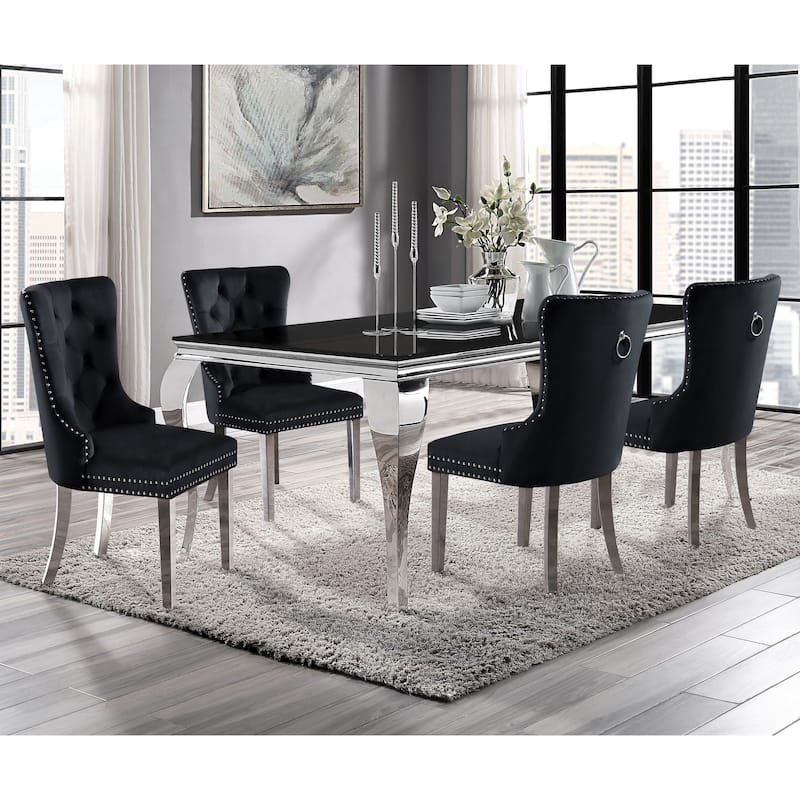Pizo Glam Glass Top 5-Piece Dining Table Set by Furniture of America