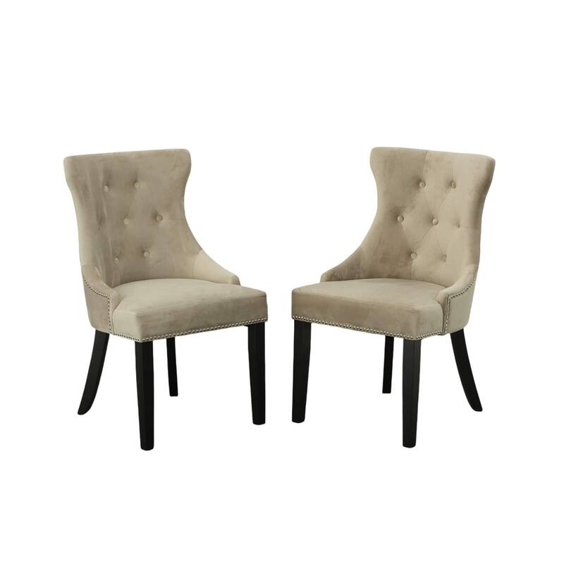 Tufted Back Upholstered Dining Chair - 35" - Gray - Set of 2