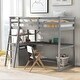 preview thumbnail 1 of 7, Twin Size Pine Loft Bed with Desk, Shelves, Drawers, and Safety Guardrails Gray