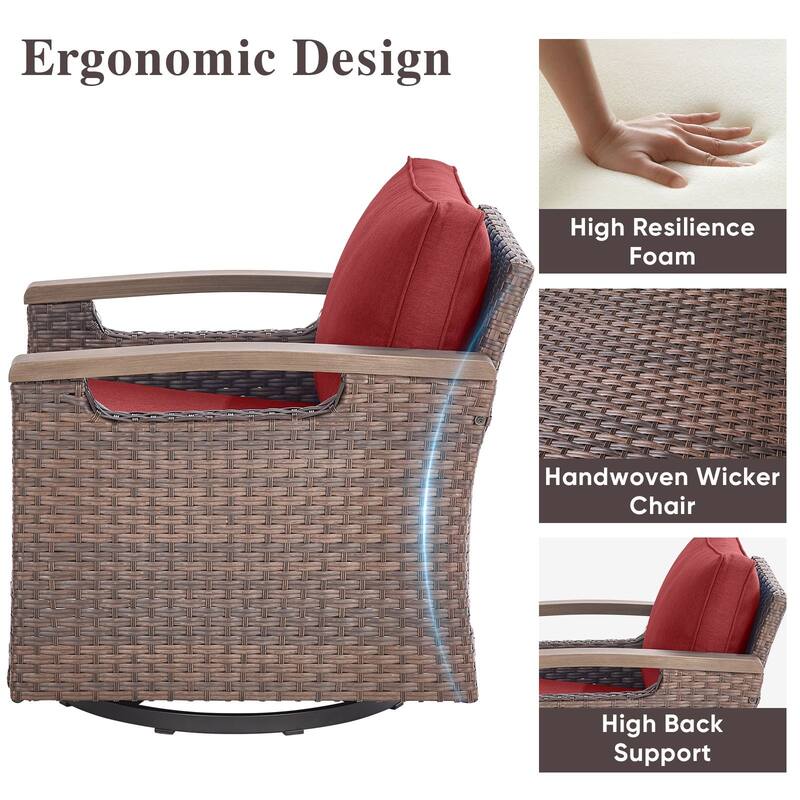 Pocassy Outdoor Brown Wicker Funitre with Cushion Set