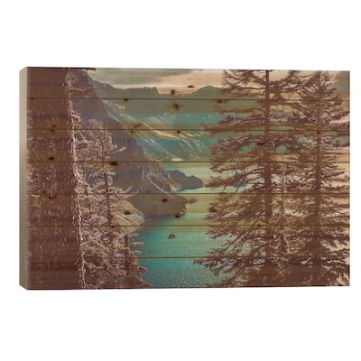 Retro Crater Lake Oregon, Pacific Northwest Print On Wood by Nature Magick - Multi-Color