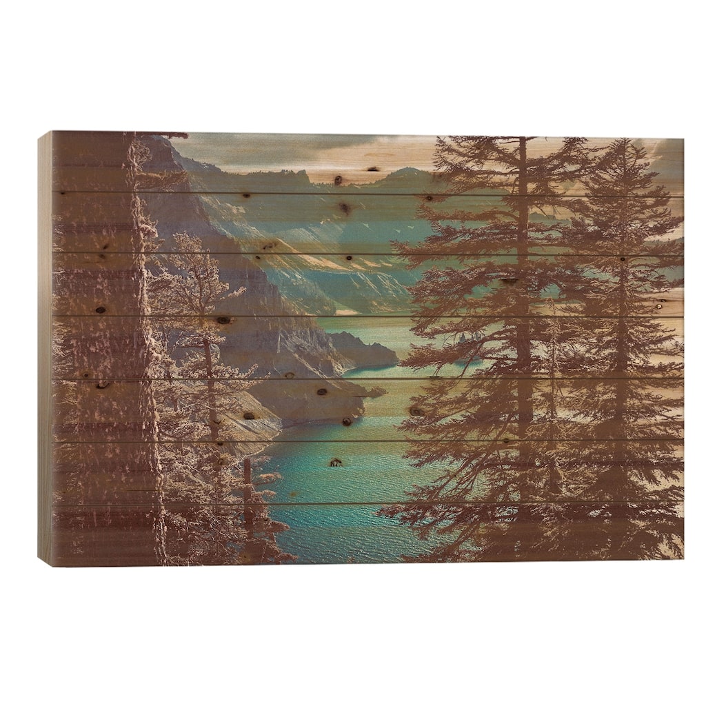 Retro Crater Lake Oregon, Pacific Northwest Print On Wood by Nature Magick - Multi-Color