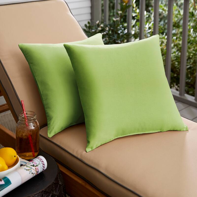 Sorra Home Outdoor Knife Edge Pillow Set of 2 - Poly Solid - Apple Green