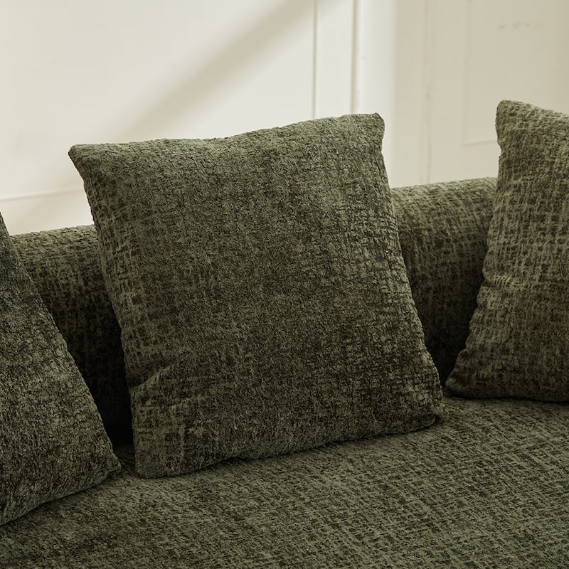 63.2" Modern Small Loveseat Sofa, Chenille Boneless Couch, Deep Seat Sofa with 3 Pillows