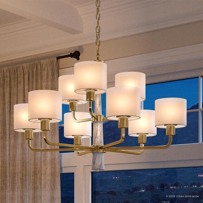 Luxury Cosmopolitan Chandelier, 25"H x 36"W, with  Transitional Style, Palladian Gold Finish by Urban Ambiance (60 to 100 Watts - Steel - Gold - 7 to - Chandeliers For Bedrooms by Overstock.com