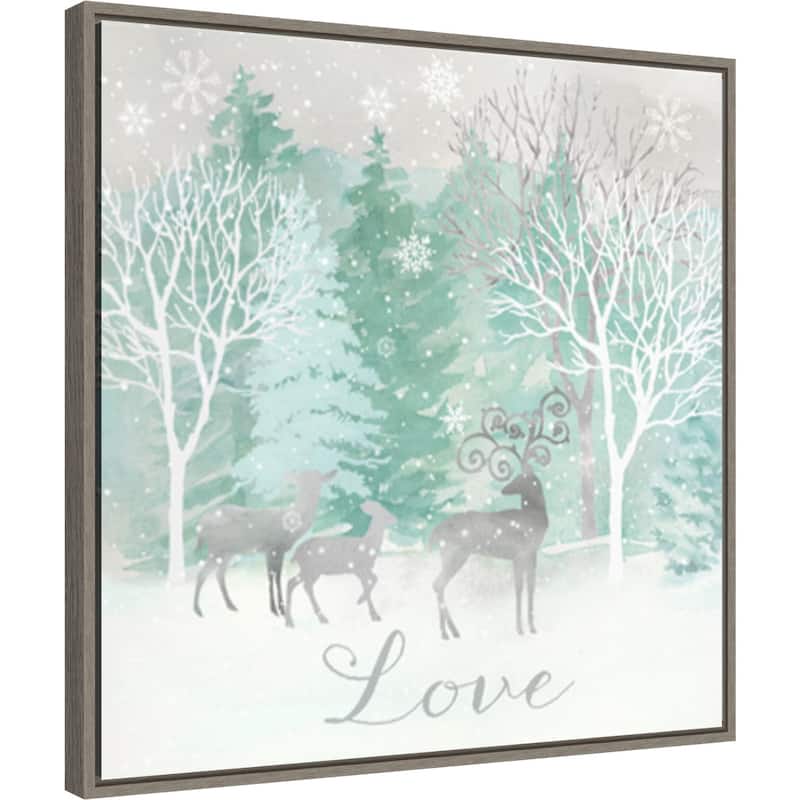 Peace on Earth Silver III by Cynthia Coulter Canvas Art Framed - 22 x 22 in