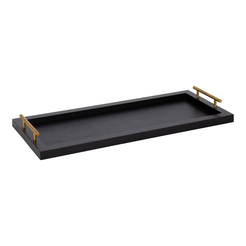 Kate and Laurel Halsey Wood Rectangle Decorative Tray - 10x24 - Black
