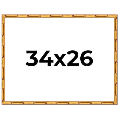 34x26 Frame Gold Bamboo Picture Frame Modern Photo Frame Includes UV Acrylic Shatter Guard Front Acid Free Foam Backing Board