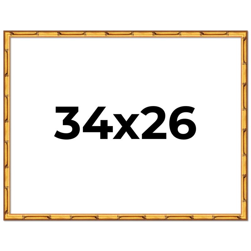 34x26 Frame Gold Bamboo Solid Wood Picture Frame | 1 Inch Moulding
