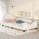 preview thumbnail 13 of 20, Twin Size Upholstered Daybed with Playful Carton Ears Shaped Headboard, Pink - Sturdy Wooden Frame, Comfortable Padding