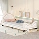 preview thumbnail 12 of 20, Twin Upholstered Daybed with Carton Ears Headboard, Pink, Sturdy and Fun Design White