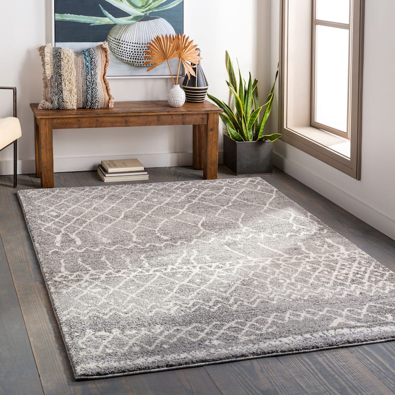 Livabliss Transitional Andorra Trellis Area Rug - 6'7" x 9' - Grey