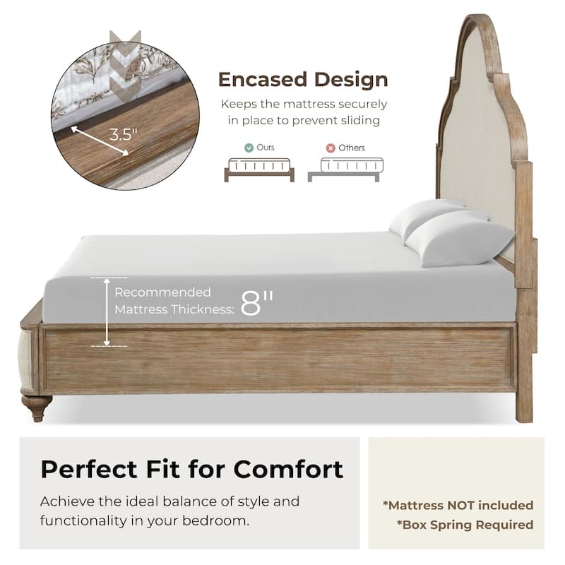 Furniture of America Aveline Modern 4-Piece Rustic Oak Solid Wood Panel Bedroom Set